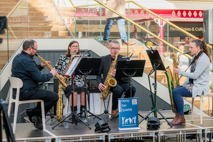 Saxophone quartet at Derby Farmers' Market